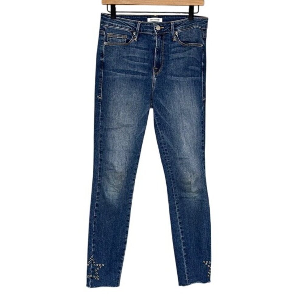 Good American Blue Jeans Good Legs Size 6 28 Star Studded Grommet Ankle